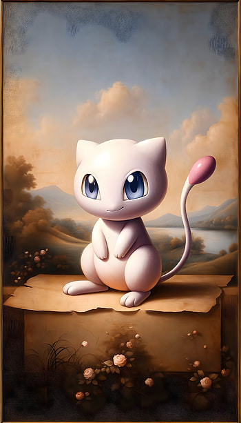 A Da Vinci-esque Mew: This portrait merges Renaissance grace with Pokémon charm, depicting Mew., Pokemon, portrait HD phone wallpaper