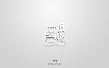 Bar 3d icon, white background, 3d symbols, Bar, hotel icons, 3d icons, Bar sign, hotel 3d icons HD wallpaper