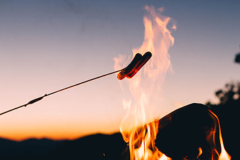 Food, Fire, Camping, Campsite, Sausages, Frankfurters HD wallpaper