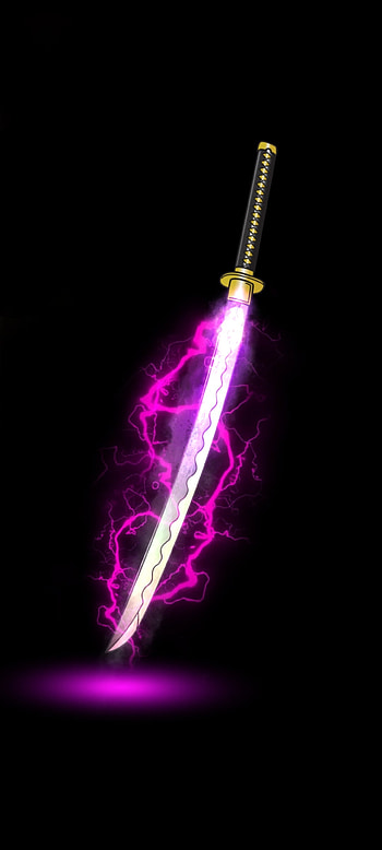 Thunder Katana, pink, black, dark, purple HD phone wallpaper
