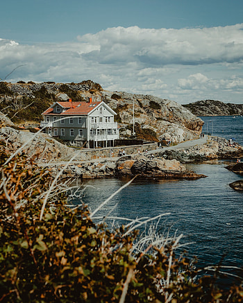 Nature, Sea, Rocks, Shore, Bank, House, Sweden, Gothenburg HD phone wallpaper