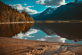 Lake, nature, trees, mountains, reflections, forest HD wallpaper