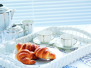 Food, Croissants, Cups, Tablewares HD wallpaper