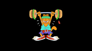 Garfield, garfield, cartoons, dark, black, oled, artist, artwork, digital-art HD wallpaper