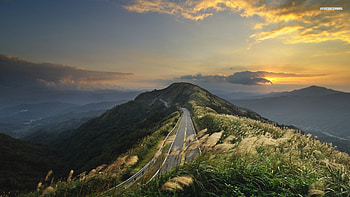 wonderful mountaintop road, clouds, road, valley, mountain HD wallpaper