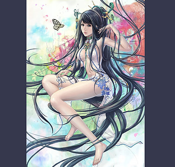 Beauty, sexy, gorgeous, girl, beautiful, black hair, long hair, woman, anime, fantasy, abstract, pretty, face, legs HD wallpaper