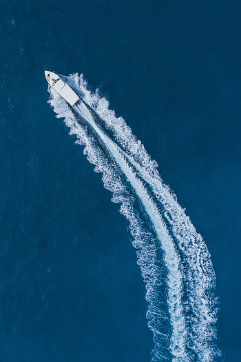 Water, View From Above, Miscellanea, Miscellaneous, Boat, Track, Trace HD phone wallpaper