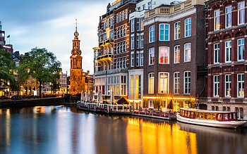 Mint Tower and canal, Amsterdam Netherlands, , and mobile HD wallpaper