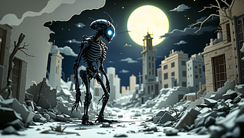 Bugcore Vibes: Stunning Ultra, ruin, moonlight, Sci Fi, dystopian HD wallpaper