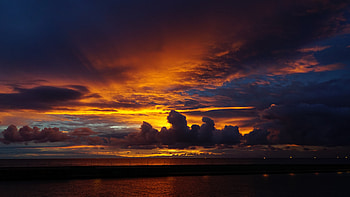 Landscape, Nature, Sunset, Sea, Clouds, Dark HD wallpaper