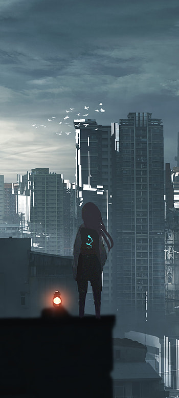Anime, city, anime city HD phone wallpaper