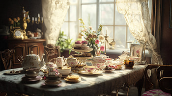 Elegant Tea Party: A Stunning Ultra, tea party, tea set, flower HD wallpaper