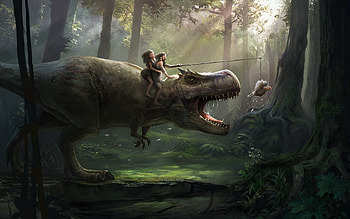 Roaring t-rex, Ferocious dinosaur, Mesozoic reign, Ancient wilderness HD wallpaper