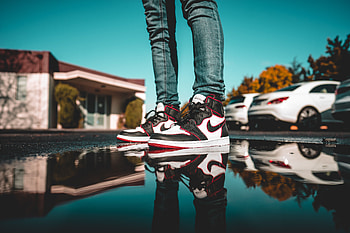Reflection, Miscellanea, Miscellaneous, Legs, Sneakers, Puddle HD wallpaper