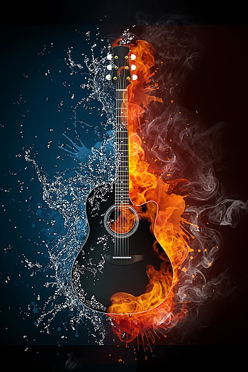 Guitar On Fire, Burning Guitar HD phone wallpaper