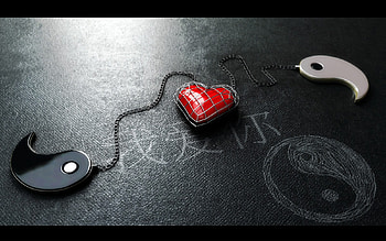 yin heart yang, white, black, heart, love HD wallpaper
