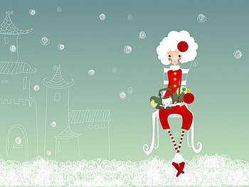 Snow is falling, winter, kitten, snow falling, chair, lady, silhouette houses HD wallpaper