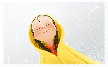 Art, Rain, Miscellanea, Miscellaneous, Girl, Mood, Child, Hood HD wallpaper