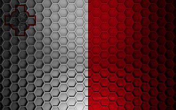 Malta flag, 3d hexagons texture, Malta, 3d texture, Malta 3d flag, metal texture, flag of Malta HD wallpaper