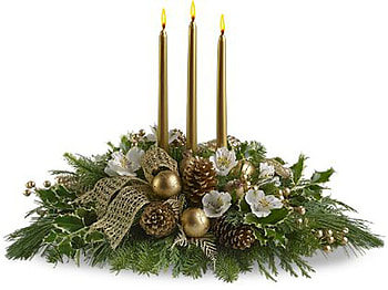 Golden Candles, ribbon, christmas, flames, greenery, pine cones, flowers HD wallpaper