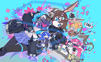 Amiya (Arknights), Marija (Muse Dash), Rin (Muse Dash), Buro (Muse Dash), video game, Muse Dash HD wallpaper