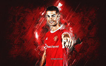 Cristiano Ronaldo, Manchester United FC, Ronaldo portrait, CR7, red stone background, CR7 art, Cristiano Ronaldo art, England, football HD wallpaper