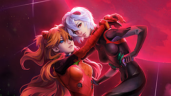 Ayanami Rei Shikinami Asuka Langley And Souryuu Asuka Langley, anime-girl, anime, artist, artwork, digital-art HD wallpaper
