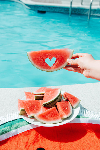 Food, Hand, Plate, Fruit, Heart, Watermelon HD phone wallpaper