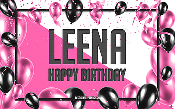 Happy Birtay Leena, Birtay Balloons Background, Leena, with names, Leena Happy Birtay, Pink Balloons Birtay Background, greeting card, Leena Birtay HD wallpaper