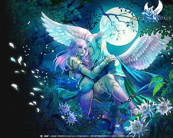 Perfect World, girl, cute girl, anime, fantasy, video game, original, couple, anime angel, moonlong hair, tagme, fantasy angel HD wallpaper