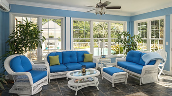 Living room, sofa, windows, furniture, bue, interior, beauty HD wallpaper