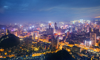 Cityscape Twilight Buildings Panorama View , buildings, graphy, cityscape, lights HD wallpaper
