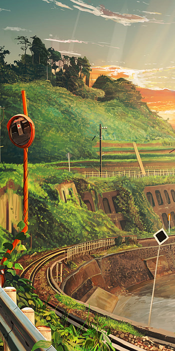 Sunset Rails — Original Anime Sky for & Android, railroad, nature, sky, Anime, Original, anime sunset, Sky Anime HD phone wallpaper