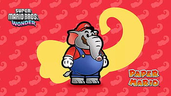 Mario, Paper Mario, elephant, video game, Super Mario Bros. Wonder HD wallpaper