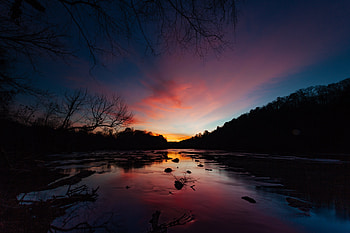 Nature, Rivers, Trees, Sunset, Horizon HD wallpaper