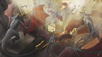 Dragons Battle , dragon, artist, artwork, digital-art, deviantart HD wallpaper