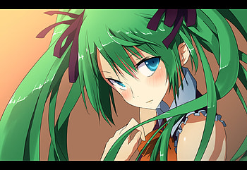Hatsune Miku, awesome, song, cute, vocaloid, beauty, nice, miku, music, vocaloids, hatsune, aqua eyes, sunset, program, twintail, gorgeous, girl, singer, aqua, beautiful, diva, orange, anime, pretty, aqua hair, light, green, cool, face, blushing, idol, virtual HD wallpaper