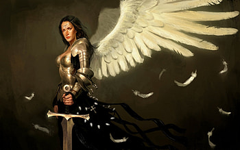 Defender of the Faith, magic, sword, fantasy, angel, dark, warrior HD wallpaper