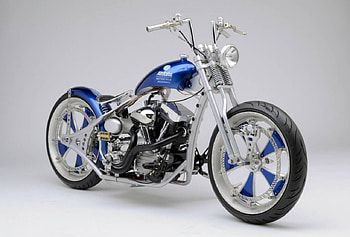 Allstate Insurance, Chrome, Custom, Bike, Blue HD wallpaper