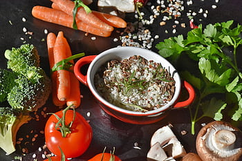 Explore a vibrant assortment of fresh vegetables and herbs perfect for healthy cooking. HD wallpaper