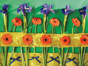 Flowers, Gerberas, Wall, Decoration, Bows, Irises HD wallpaper