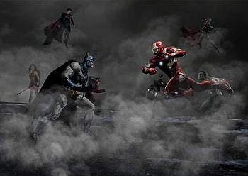 Justice League Vs The Avengers, justice-league, avengers, artwork, artist, deviantart, batman, flash, superman, wonder-woman, iron-man, hulk, captain-america, thor, superheroes HD wallpaper