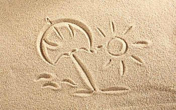 travel concepts, , creative, sun, drawing on sand, summer travel, background with sand HD wallpaper