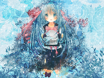 Hatsune Miku, black, awesome, song, cute, vocaloid, beauty, nice, miku, rose, music, vocaloids, hatsune, aqua eyes, skirt, program, twintail, girl, singer, aqua, beautiful, diva, anime, pretty, aqua hair, red, cool, flowers, idol, virtual HD wallpaper