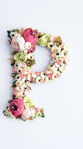 P Letter, Flower Design HD phone wallpaper