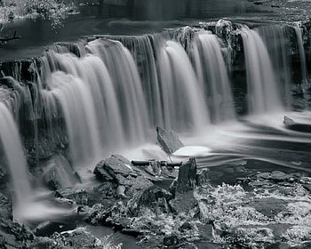Milky Falls, white, landscape, trees, waterfall, water, thermal HD wallpaper