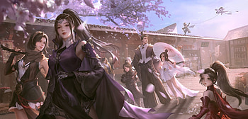 Fantasy couple, frumusete, children, tangyuan, man, couple, parasol, fantast, girl, luminos HD wallpaper