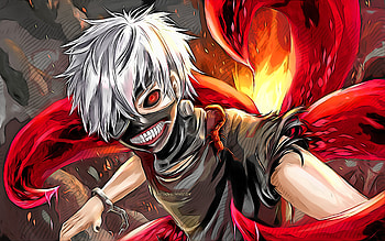 Ken Kaneki, battle, vector art, Tokyo Ghoul, Kaneki Ken, artwork, creative, protagonist, Tokyo Ghoul characters, Ken Kaneki Tokyo Ghoul HD wallpaper