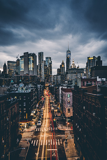 City, evening, skyscrapers, cityscape HD phone wallpaper