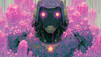 Neon Crystal Sentinel — Sci-Fi Robot Quad, Sci Fi HD wallpaper